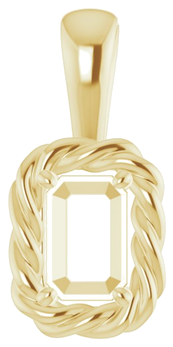 Pakabukas „Rope“ 585 Geltonojo Aukso Emerald 6mm x 4mm (1)