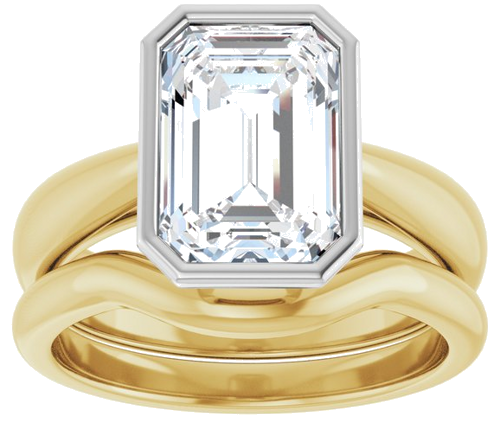 Sužadėtuvių Žiedas „Bezel-Set Solitaire“ 14k yellow/white gold Emerald 10mm x 7mm (8)