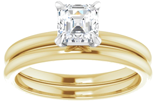 Sužadėtuvių Žiedas „Solitaire“ 585 Baltojo Ir Geltonojo Aukso Asscher 5mm (7)