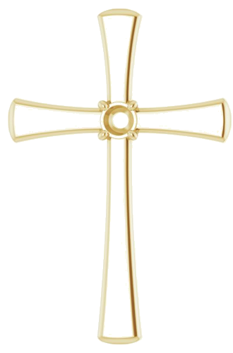 Pakabukas „Solitaire Cross“ 14k yellow gold Round 3mm (1)