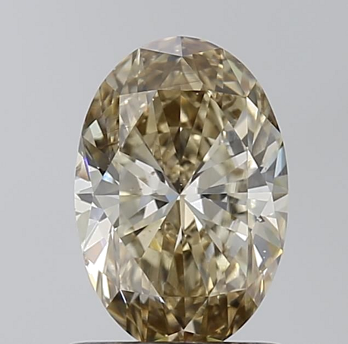 1.0 carat Fancy Light Yellowish Brown-SI1 Natūralus Oval Deimantas (1)