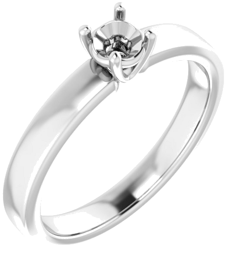 14K White 4.1 mm Round Solitaire Engagement Ring Mounting (1)