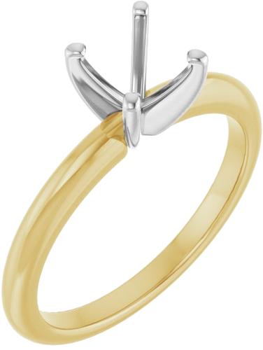 10K Yellow   White  6.5 mm Round Solitaire Engagement Ring Mounting (1)
