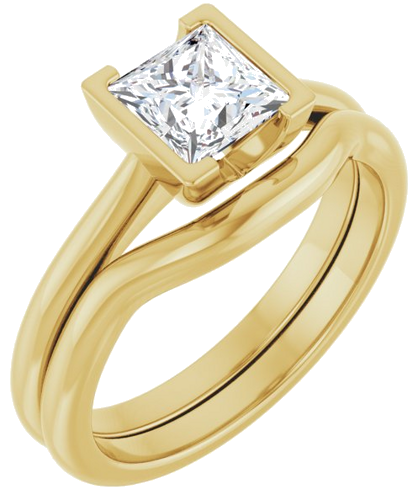 Sužadėtuvių Žiedas „Half-Bezel Solitaire“ 14k yellow gold Square 5.5mm (6)