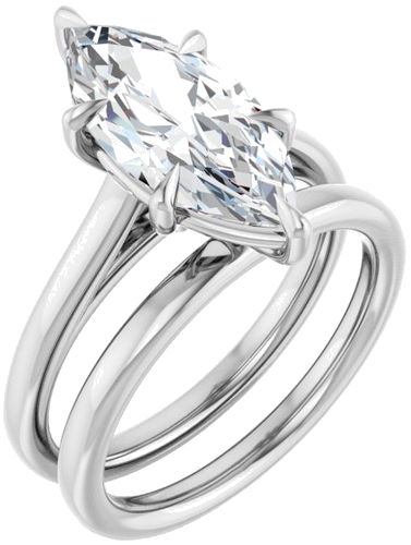 Sužadėtuvių Žiedas „Claw-Pong“ 14k white gold Marquise 15mm x 7mm (6)