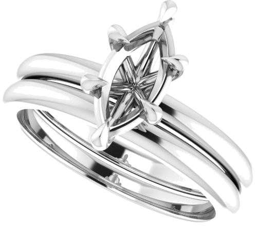 Sužadėtuvių Žiedas „Solitaire“ 585 Baltojo Aukso Marquise 10mm x 5mm (10)