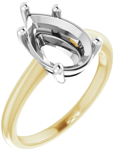 Sužadėtuvių Žiedas „Solitaire“ 14k yellow/white gold Pear 12mm x 8mm (1)