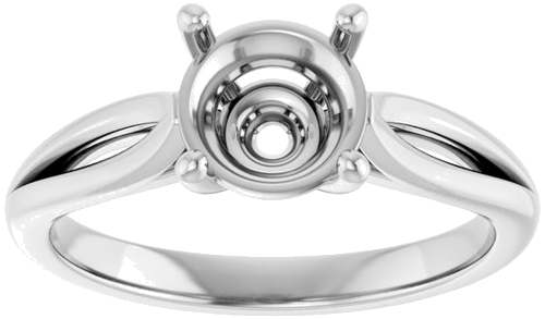 14K White 7.4 mm Round Engagement Ring Mounting (3)