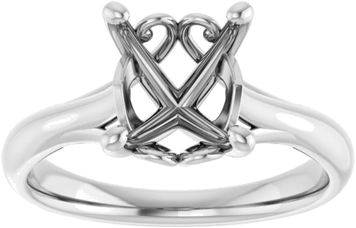 Platinum  10x8 mm Oval Solitaire Engagement Ring Mounting (3)