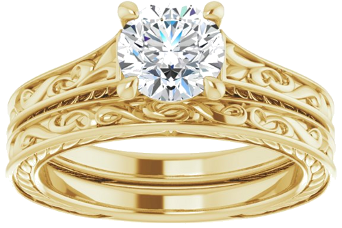 Sužadėtuvių Žiedas „Solitaire Scroll“ 14k yellow gold Round 6.5mm (8)