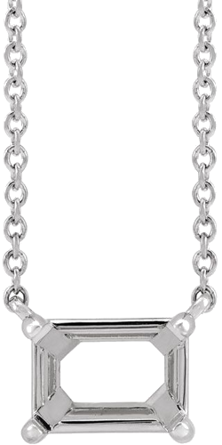 Sterling Silver 7x5 mm Emerald Claw Prong 18  Necklace Mounting (1)