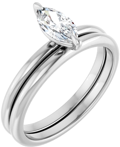 Sužadėtuvių Žiedas „Solitaire“ 585 Baltojo Aukso Marquise 8mm x 4mm (6)
