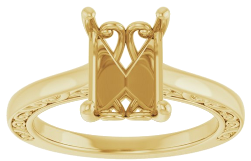 14K Yellow  9x7 mm Emerald Solitaire Engagement Ring Mounting (3)