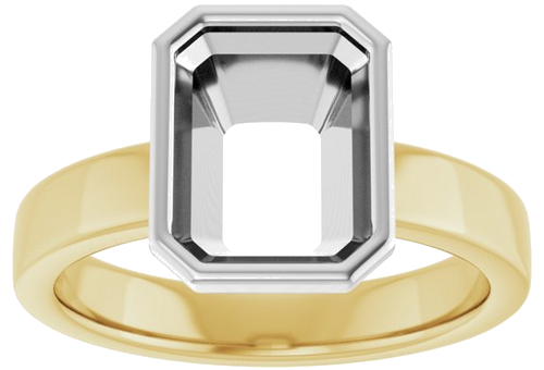 Sužadėtuvių Žiedas „Bezel-Set Solitaire“ 14k yellow/white gold Emerald 9mm x 7mm (3)