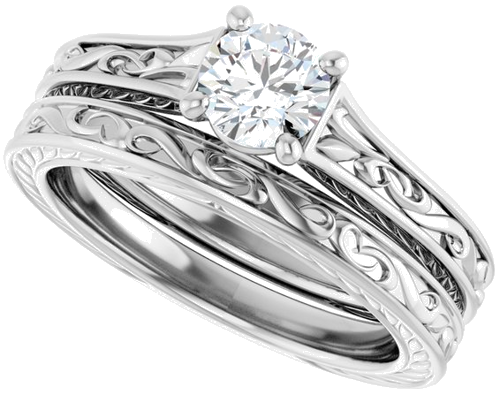 Sužadėtuvių Žiedas „Solitaire Scroll“ 14k white gold Round 5.2mm (15)