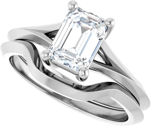 14K White 7x5 mm Emerald Solitaire Engagement Ring Mounting (10)