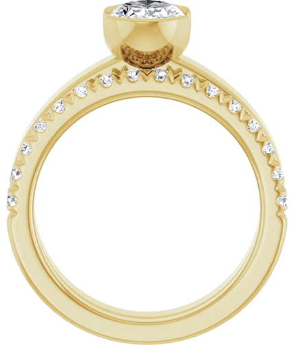 Sužadėtuvių Žiedas „Half-Bezel Solitaire“ 14k yellow gold Oval 8mm x 6mm (7)
