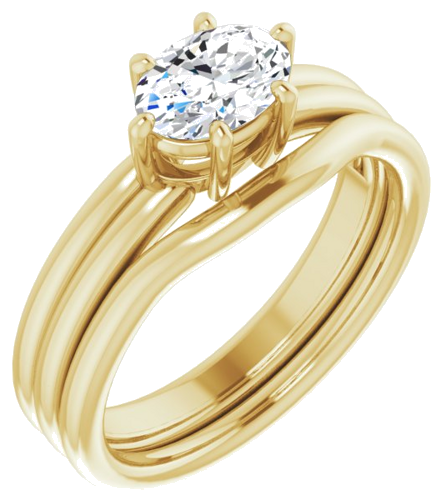 Sužadėtuvių Žiedas „Solitaire“ 10k yellow gold Oval 7mm x 5mm (6)