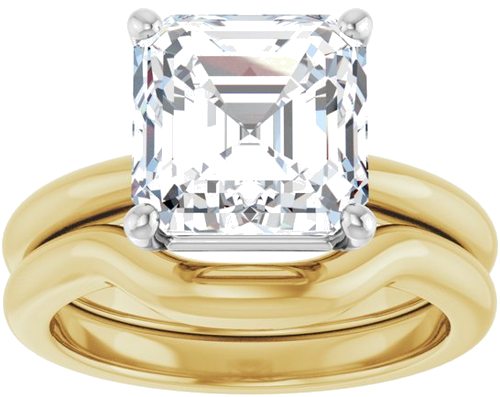 Sužadėtuvių Žiedas 14k yellow/white gold Asscher 9mm (8)