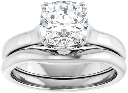 Sužadėtuvių Žiedas „Solitaire“ 14k white gold Cushion 7mm (8)
