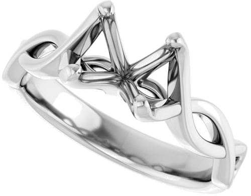 Sužadėtuvių Žiedas „Solitaire Rope“ 14k white gold Square 5.5mm (5)