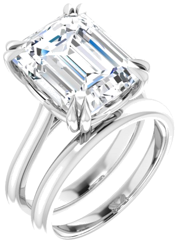 Sužadėtuvių Žiedas „Double Claw-Prong“ 10k white gold Emerald 12mm x 10mm (6)