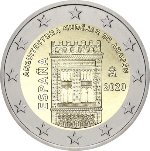 2020 Испания Архитектура мудехар в Арагоне монета 2 евро (1)