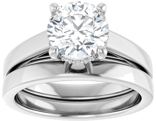 Sužadėtuvių Žiedas „Hidden Halo-Style“ 14k white gold Round 7.4mm (8)