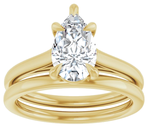 Sužadėtuvių Žiedas „Claw-Pong“ 14k yellow gold Pear 10mm x 6mm (8)