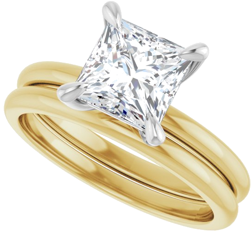 Sužadėtuvių Žiedas „Solitaire“ 14k yellow/white gold Square 6.5mm (10)