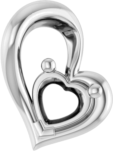 Pakabukas „Solitaire Heart“ 14k white gold Heart 3.8mm x 3.6mm (1)
