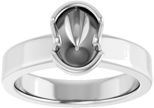 Sužadėtuvių Žiedas „Half-Bezel Solitaire“ 14k white gold Oval 8mm x 6mm (3)