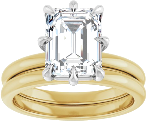 Sužadėtuvių Žiedas „Claw-Prong“ 14k yellow/white gold Emerald 9mm x 7mm (8)