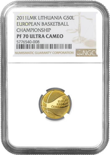 2011 Krepšinis Lietuva 50 litų auksinė moneta PF 70 ULTRA CAMEO (1)