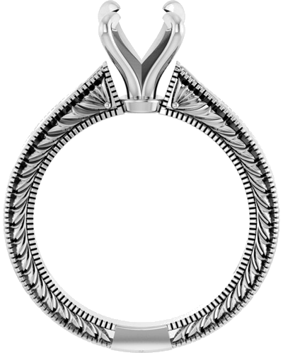 Sužadėtuvių Žiedas „Claw-Prong Solitaire Sculptural“ 14k white gold Elongated Cushion 9mm x 7mm (2)