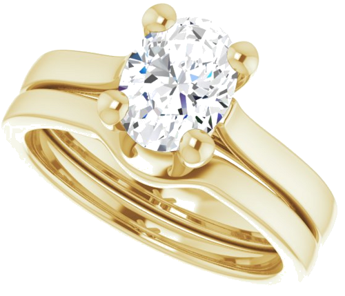 Sužadėtuvių Žiedas „Solitaire“ 585 Geltonojo Aukso Oval 8mm x 6mm (10)