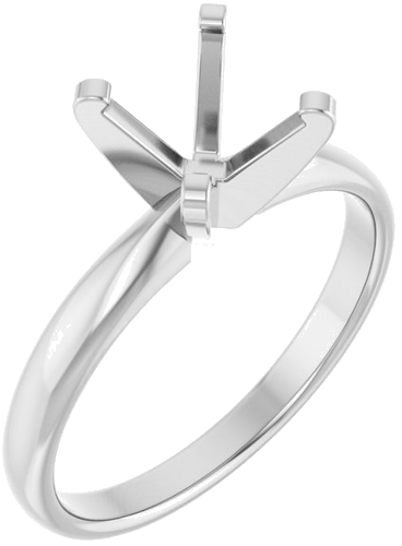 14K White 7 x 7 mm Cushion Solitaire Engagement Ring Mounting (1)