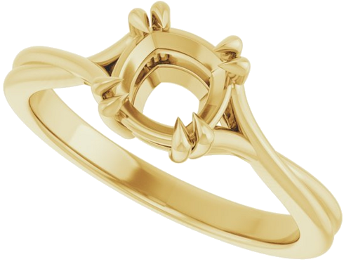 Sužadėtuvių Žiedas „Double Claw-Prong Solitaire Criss-Cross“ 14k yellow gold Cushion 6mm (5)