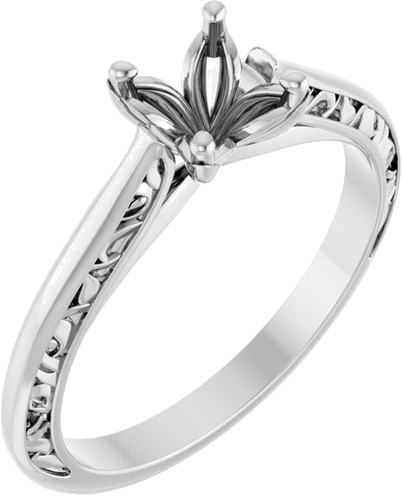 Sužadėtuvių Žiedas „Solitaire Sculptural“ 14k white gold Round 5.8mm (1)