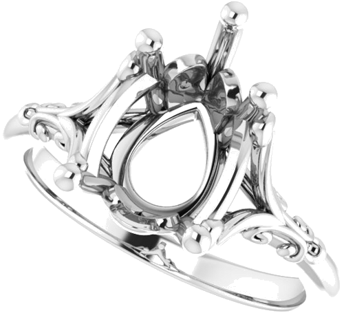 Sužadėtuvių Žiedas „Solitaire“ 585 Baltojo Aukso Pear Shape 12mm x 8mm (5)