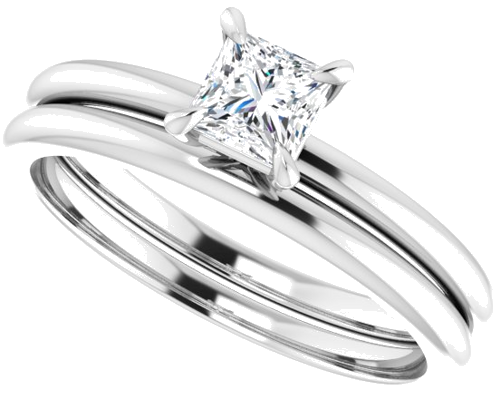 14K White  4x4 mm Square Solitaire Engagement Ring Mounting (10)