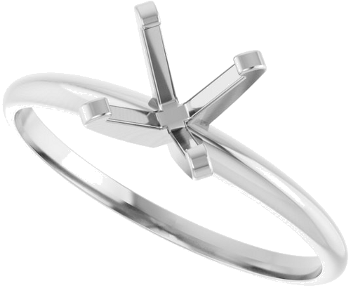 14K White 6.5 mm Round Ultra-Lightweight Solitaire Engagement Ring Mounting (5)