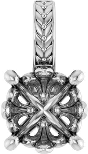 Pakabukas „Floral-Inspired Solitaire“ 14k white gold Round 7mm (1)