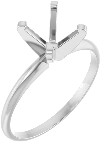 14K White 7.6 mm Round Ultra-Lightweight Solitaire Engagement Ring Mounting (1)
