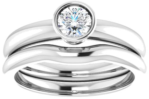 Sužadėtuvių Žiedas „Bezel-Set Solitaire“ 585 Baltojo Aukso Round 4.4mm (8)