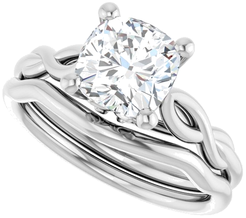 Sužadėtuvių Žiedas „Solitaire Sculptural“ 14k white gold Cushion 7mm (10)