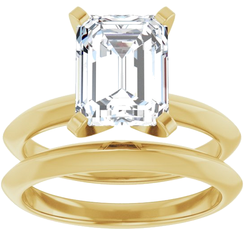 Sužadėtuvių Žiedas „Knife-Edge“ 14k yellow gold Emerald 9mm x 7mm (8)