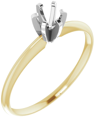 14K Yellow White 4.0-4.1 mm Round 6-Prong Solitaire Engagement Ring Mounting (1)