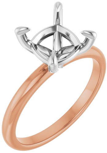 14K Rose White 8 x 8 mm Cushion Engagement Ring Mounting (1)
