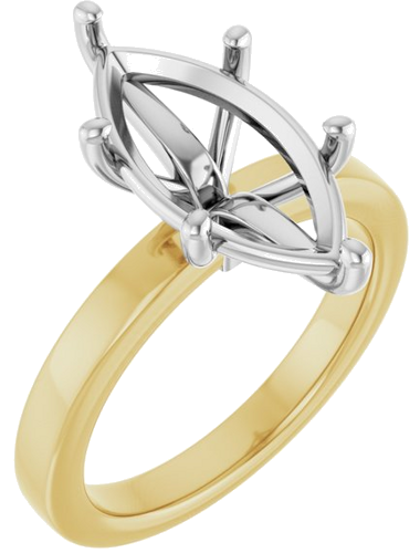 Sužadėtuvių Žiedas „Solitaire“ 14k yellow/white gold Marquise 16mm x 8mm (1)